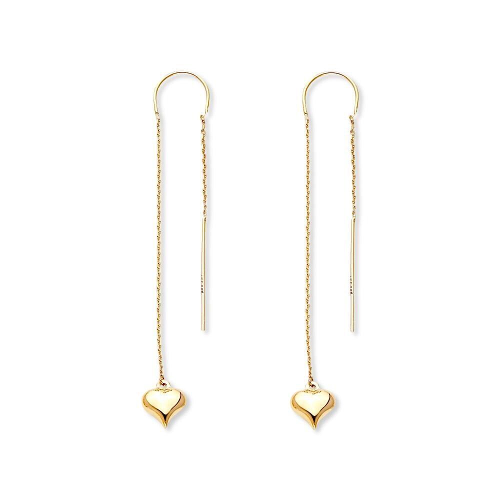 14K Gold Double Line Heart Earrings | Dainty Open Heart Studs By Tehrani Jewelry